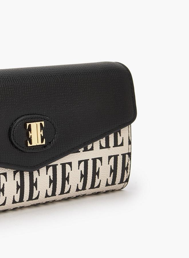 ELLE Monogram Print Wallet with Snap Button Closure - Image 3